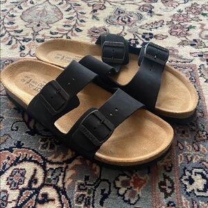 Naot Leather Santa Barbara Sandals Black size 9 Two strap Slides